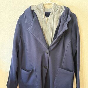 NWOT-Women's XL Navy & Gray Hooded Jacket